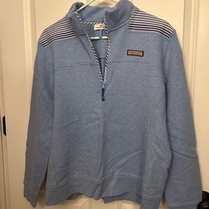 Vineyard Vines Quarter Zip with seersucker accent